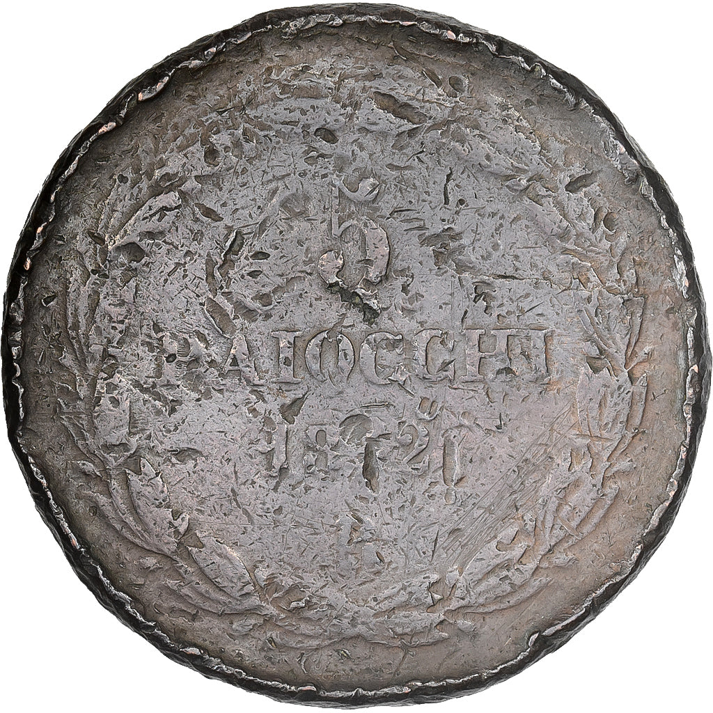 Italian States, PAPAL STATES, Pius IX, 5 Baiocchi, 1852, Rome, Copper, F(12-15)