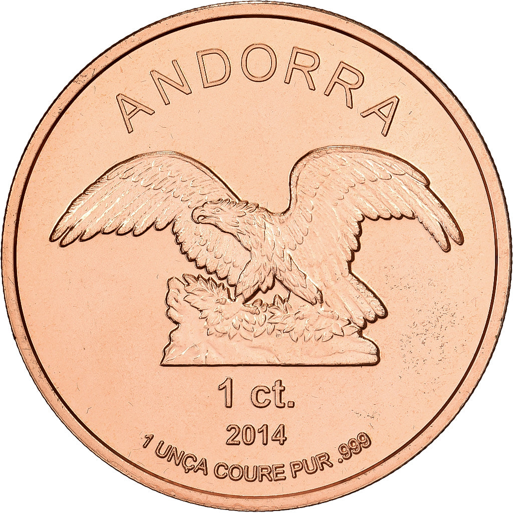 Andorra, Medal, 1 Centime, 1 Unça Coure Pur, 2014, Copper, MS(63)