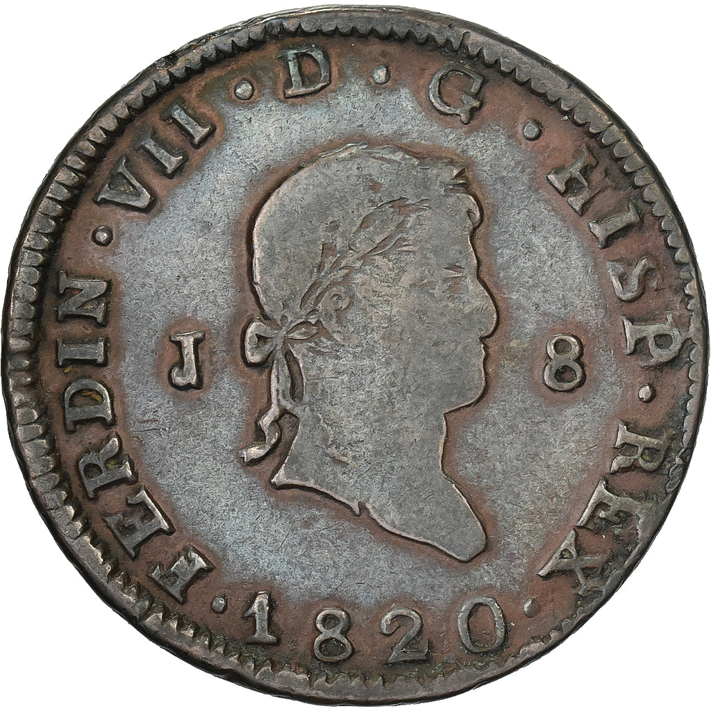 Spagna, Fernando VII, 8 Maravedis, 1820, Jubia, Rame, BB, KM:491