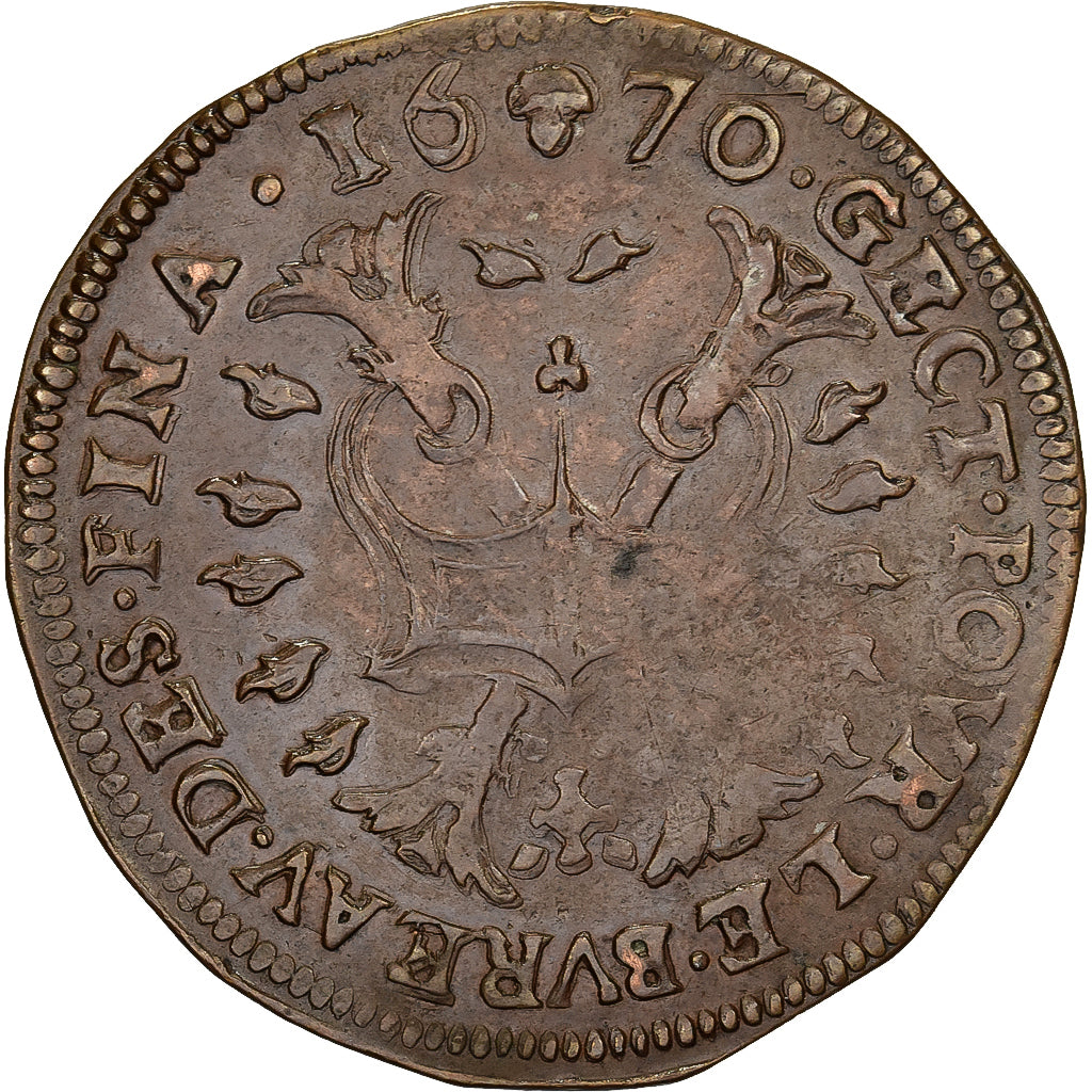 Países Bajos españoles, zeton, Charles II, Brabant, Bruxelles, Bureau des