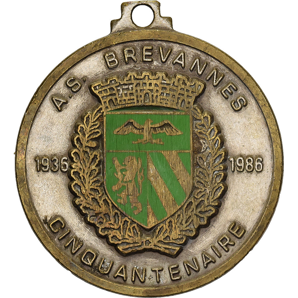 France, Medal, A.S Brévannes, Cinquantenaire, 1986, Brass, EF(40-45)