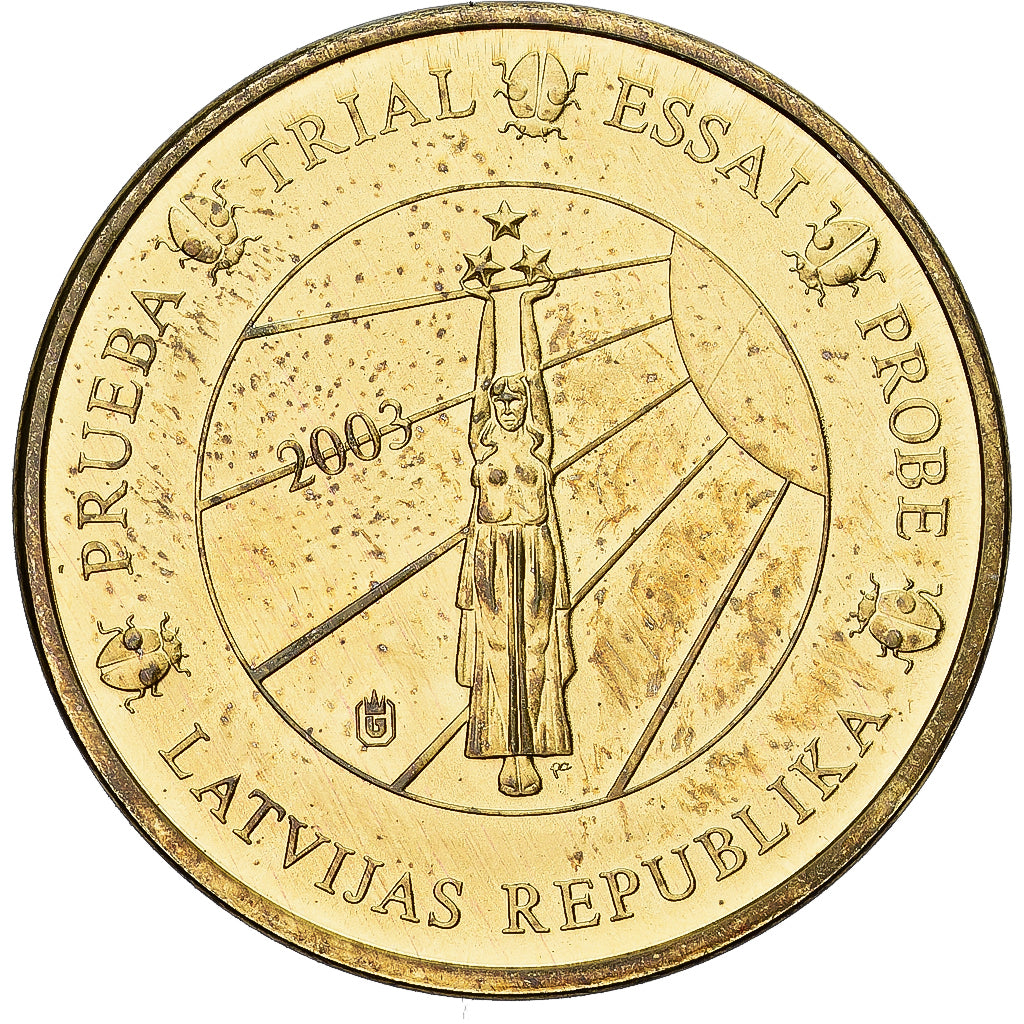 Latvia, Medal, 10 C, Essai-Trial, 2003, MS(65-70), Copper-Nickel Gilt