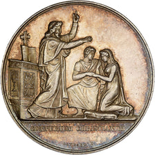 France, Medal, Noces, Mariage, Religion, 1862, Silver, Gayrard, AU(55-58)