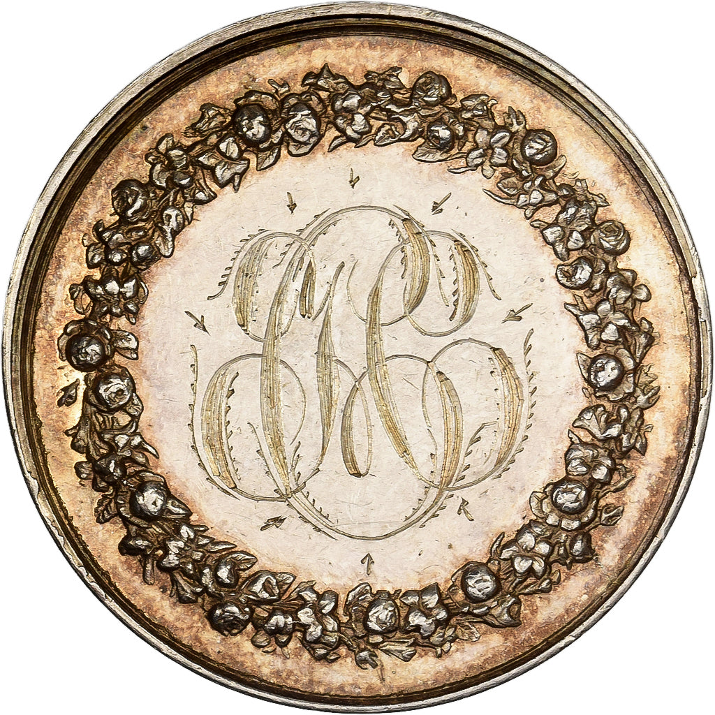 France, Medal, Noces, Mariage, Religion, 1862, Silver, Gayrard, AU(55-58)