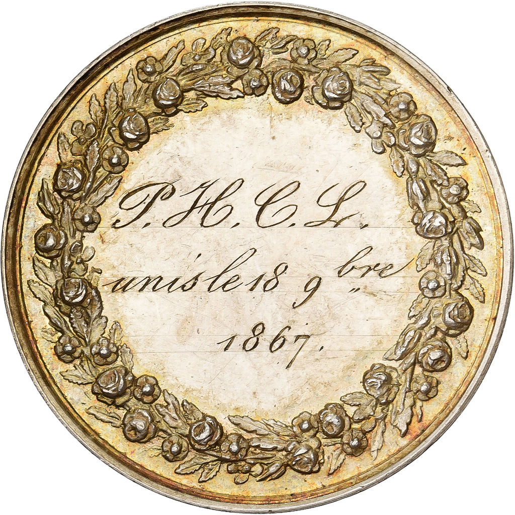 Frankrijk, Medaille, Noces, Mariage, Religion, 1867, Zilver, Pingret, PR
