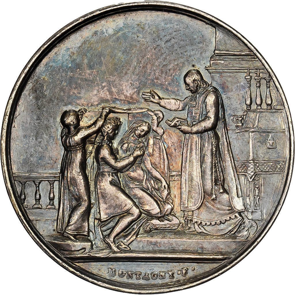France, Medal, Noces, Mariage, Religion, Silver, Montagny, AU(55-58)