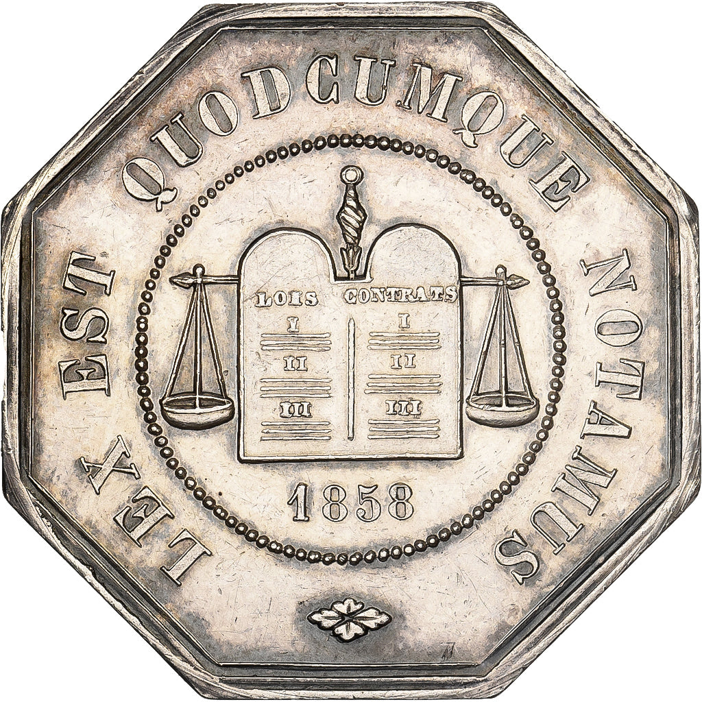 France, Token, Notaires de l'Arrondissement de Péronne, Somme, 1858, Silver