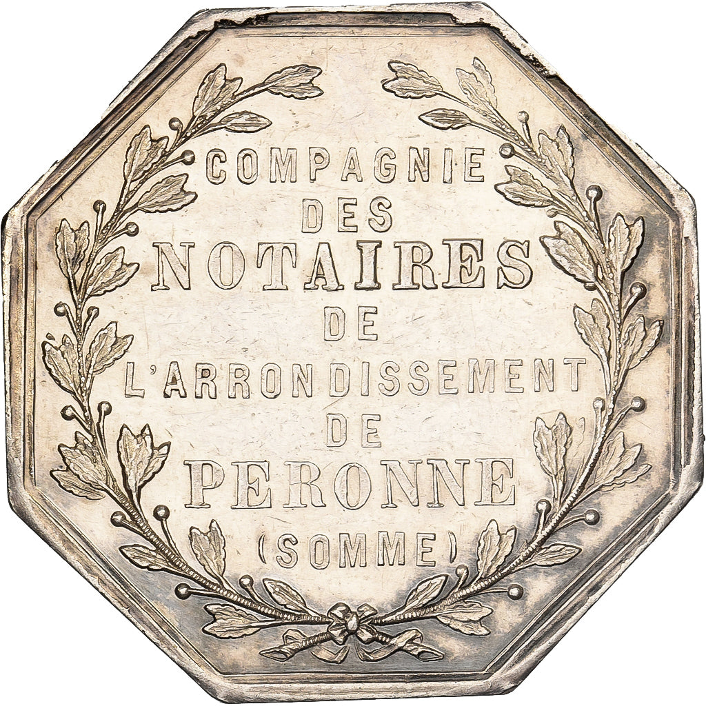 France, Token, Notaires de l'Arrondissement de Péronne, Somme, 1858, Silver