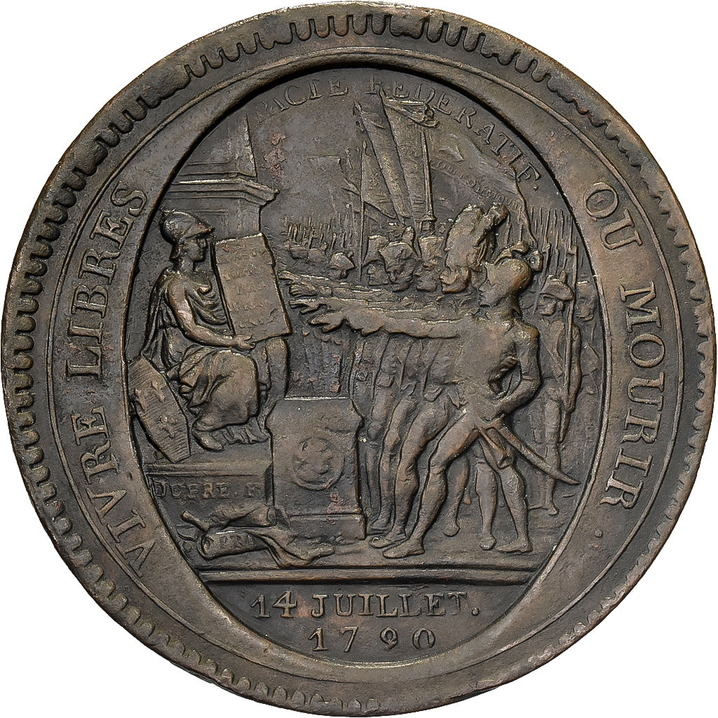 Francia, Monneron de 5 Sols, 1792, Bronzo, MB+