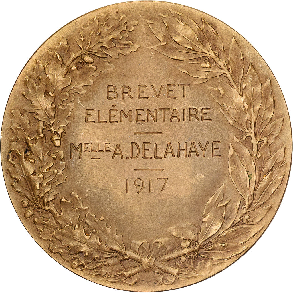 France, Medal, Brevet Elémentaire, 1917, Bronze, AU(55-58)