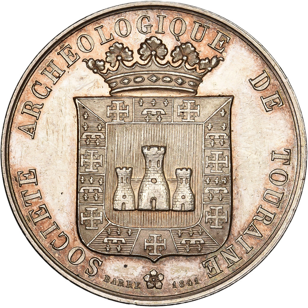 Frankrijk, Token, Société Archéologique de Touraine, 1841, Zilver, Barre, PR