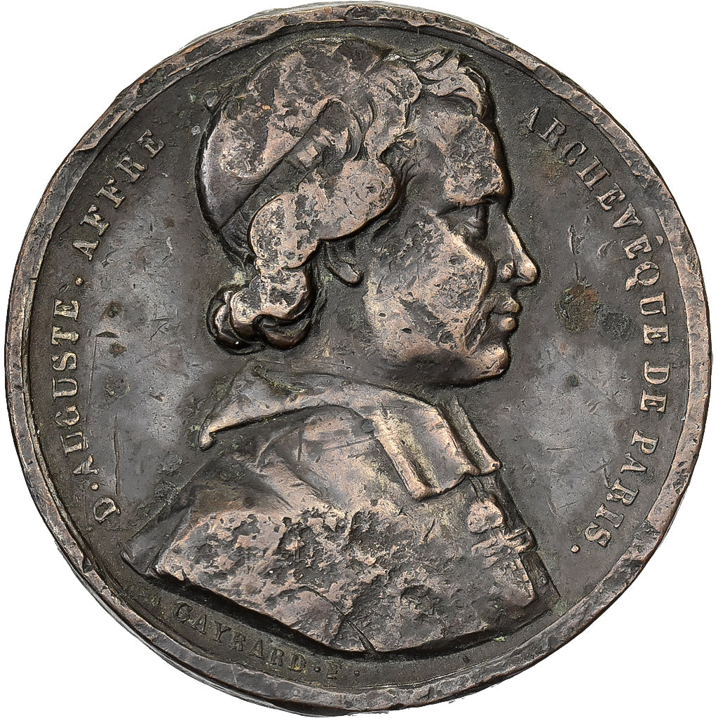 Francia, medaglia, Auguste Affre, Archevêque de Paris, 1848, Rame, MB