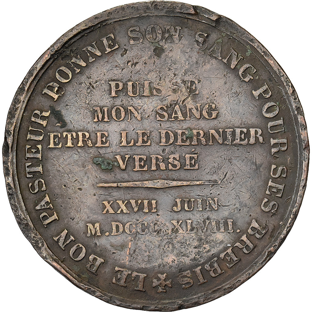 Francia, medaglia, Auguste Affre, Archevêque de Paris, 1848, Rame, MB