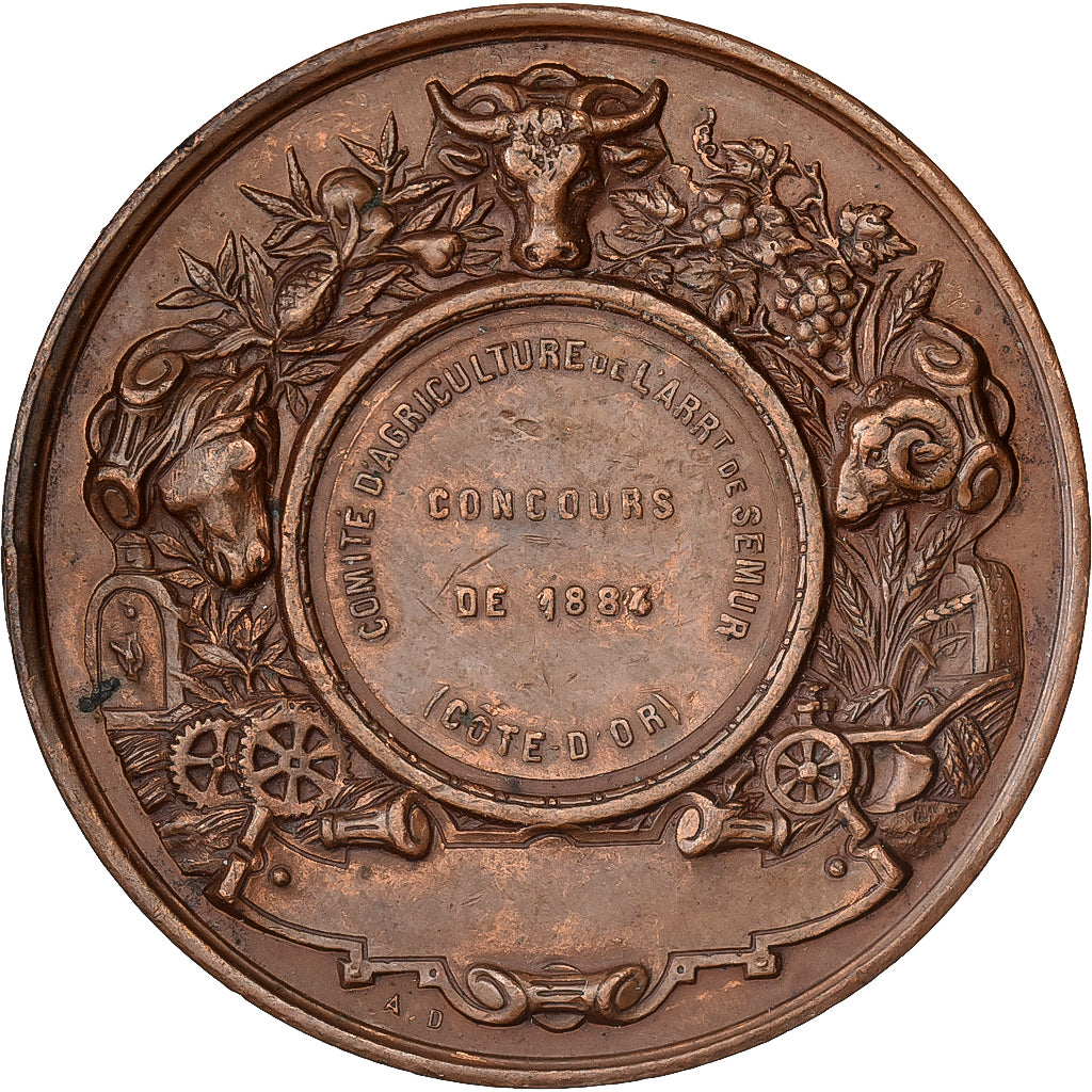 France, Medal, Comité d'Agriculture de Semur, 1884, Copper, Desaide, AU(50-53)