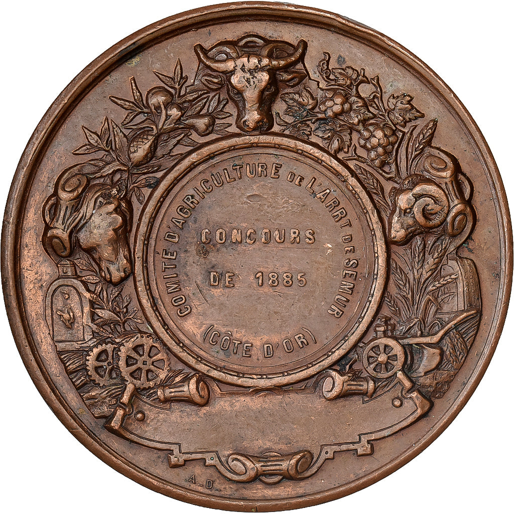 France, Medal, Comité d'Agriculture de Semur, 1885, Copper, Desaide, AU(50-53)