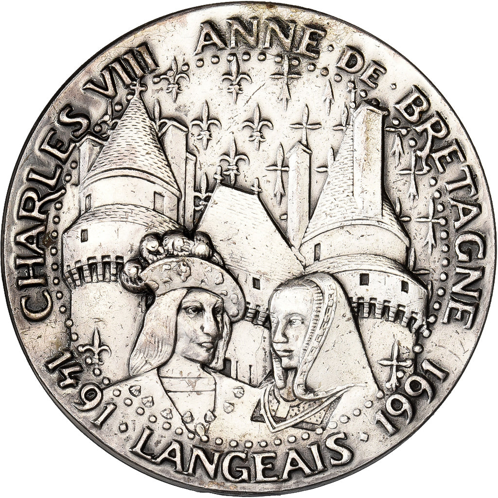 France, Medal, Charles VIII, Anne de Bretagne, Langeais, 1991, Métal, AU(55-58)
