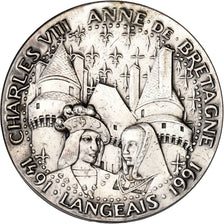 France, Medal, Charles VIII, Anne de Bretagne, Langeais, 1991, Métal, AU(55-58)