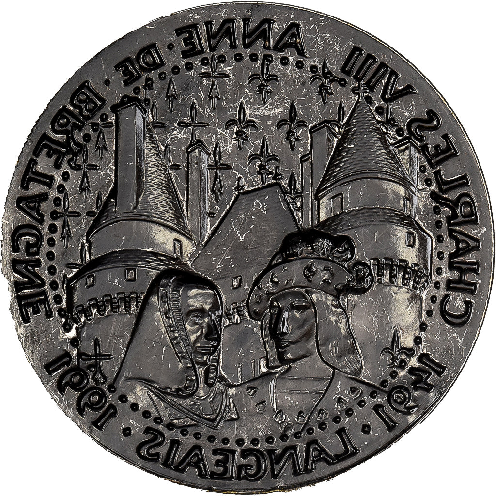 France, Medal, Charles VIII, Anne de Bretagne, Langeais, 1991, Métal, AU(55-58)