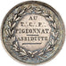 France, Token, Au Très Cher Frère Pigeonnat, 1855, Silver, AU(50-53)