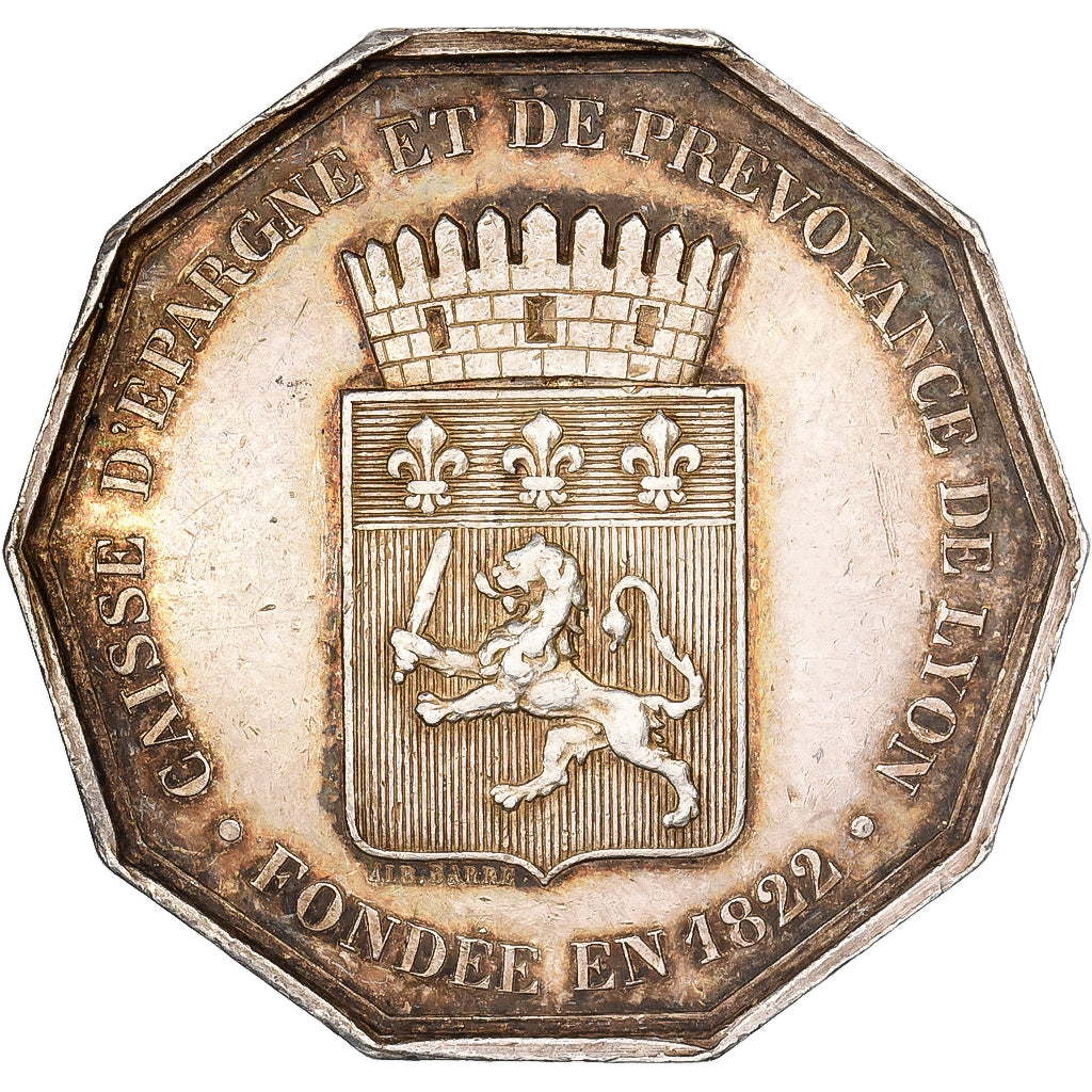 Francia, ficha, Caisse d'Epargne et de Prévoyance de Lyon, 1822, Argento