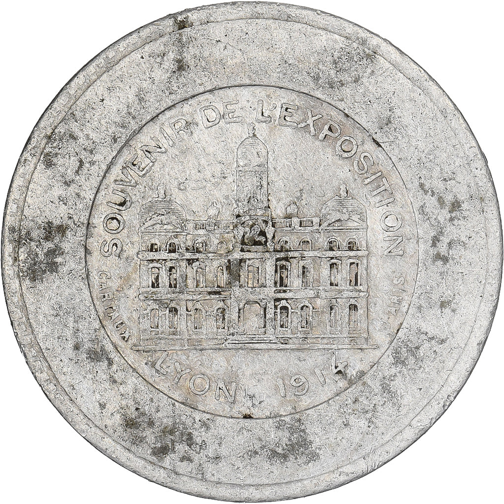 France, Token, Exposition de Lyon, 1914, Aluminium, Cartaux, VF(30-35)