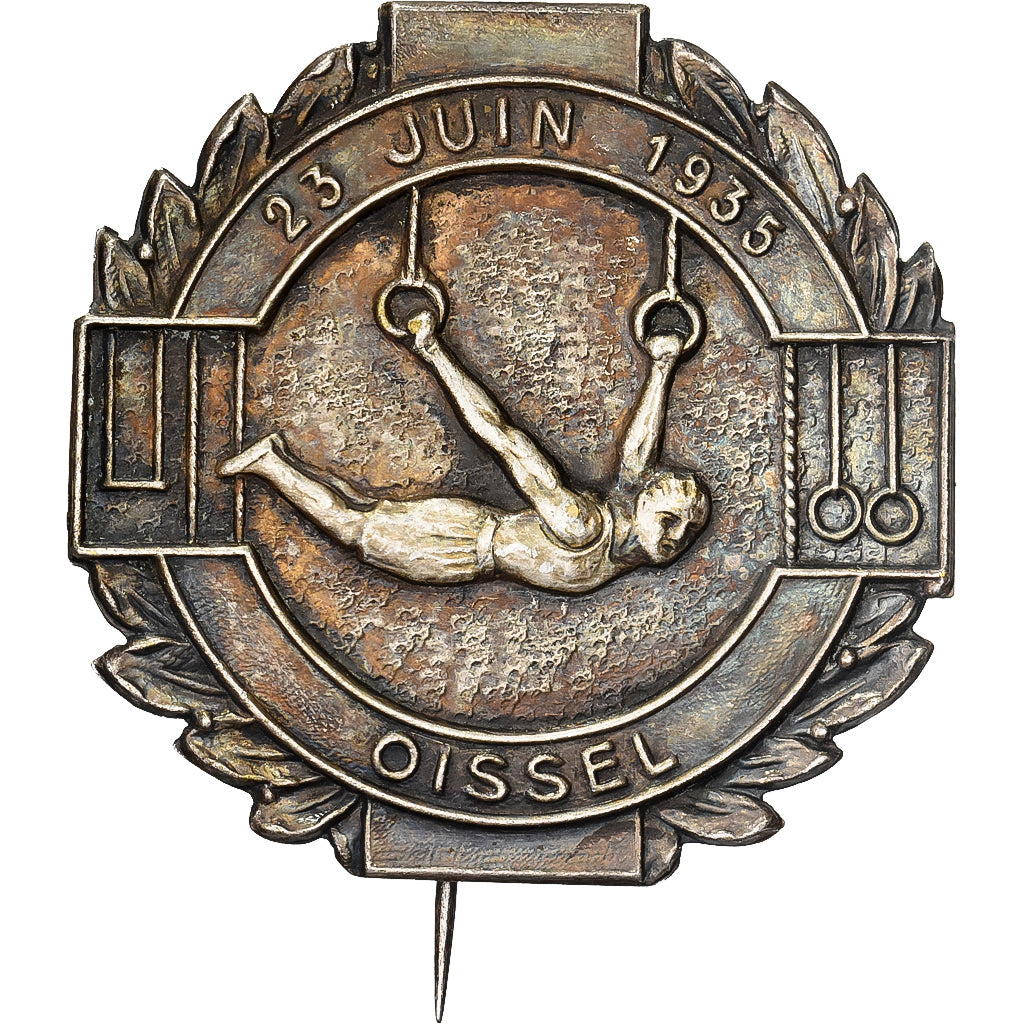 Frankreich, Epingle, Gymnastique, Oissel, 1935, Silvered Metal, SS