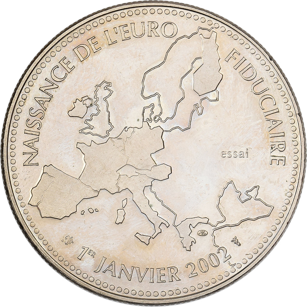França, medalha, Naissance de l'Euro Fiduciaire, 2002, Cobre-níquel, AU(55-58)