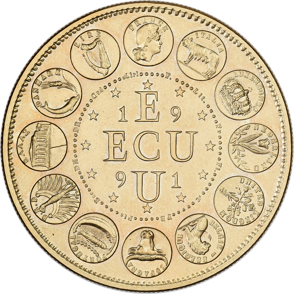 France, Medal, Ecu Europa, Marianne, 1991, venetian bronze, MS(63)