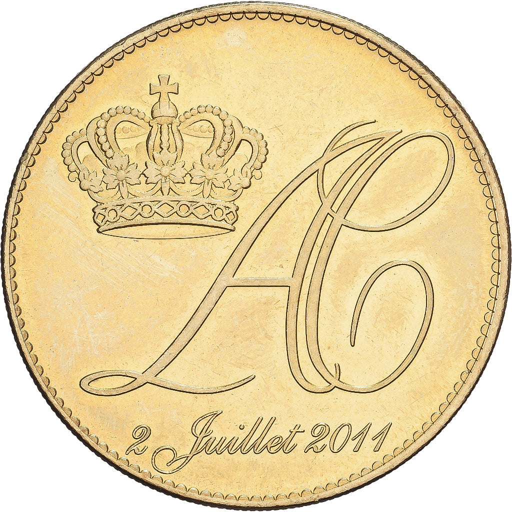 Monaco, Token, Monaco - Mariage princier - Albert et Charlène, 2011, Brass
