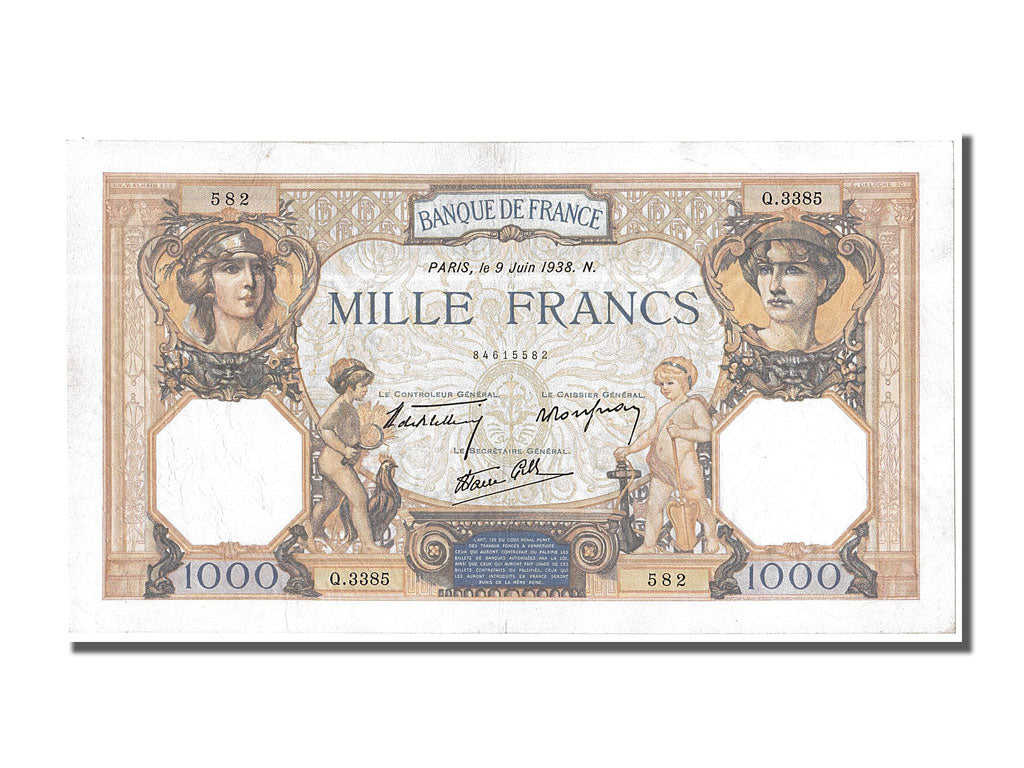 Banknote, France, 500 Francs, 1 000 F 1927-1940 ''Cérès et Mercure'', 1938