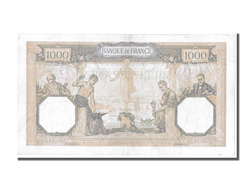 Banknote, France, 500 Francs, 1 000 F 1927-1940 ''Cérès et Mercure'', 1938