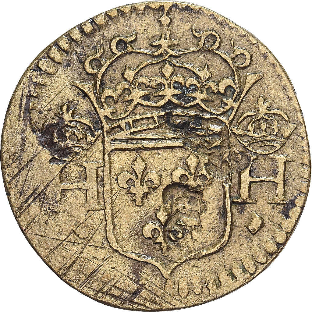 Francja, Henri II-III, Poids Monétaire, 1/2 Teston, Mosiądz, VF(30-35)
