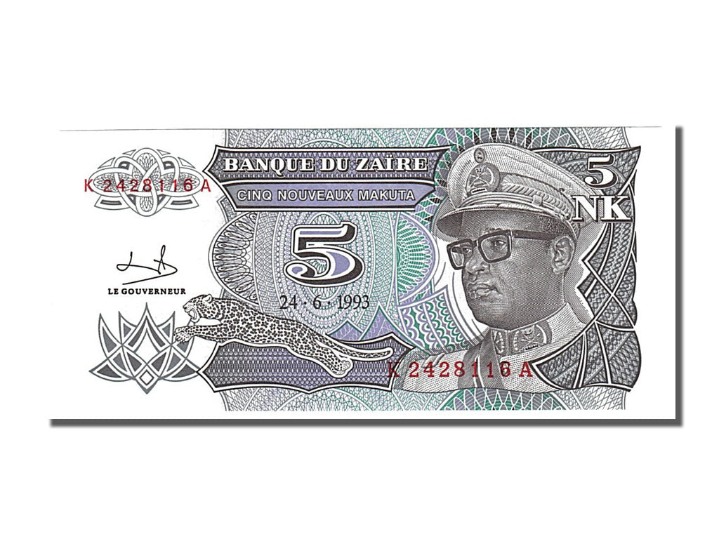 Banknote, Zaire, 5 Nouveaux Makuta, 1993, 1993-06-24, UNC(65-70)
