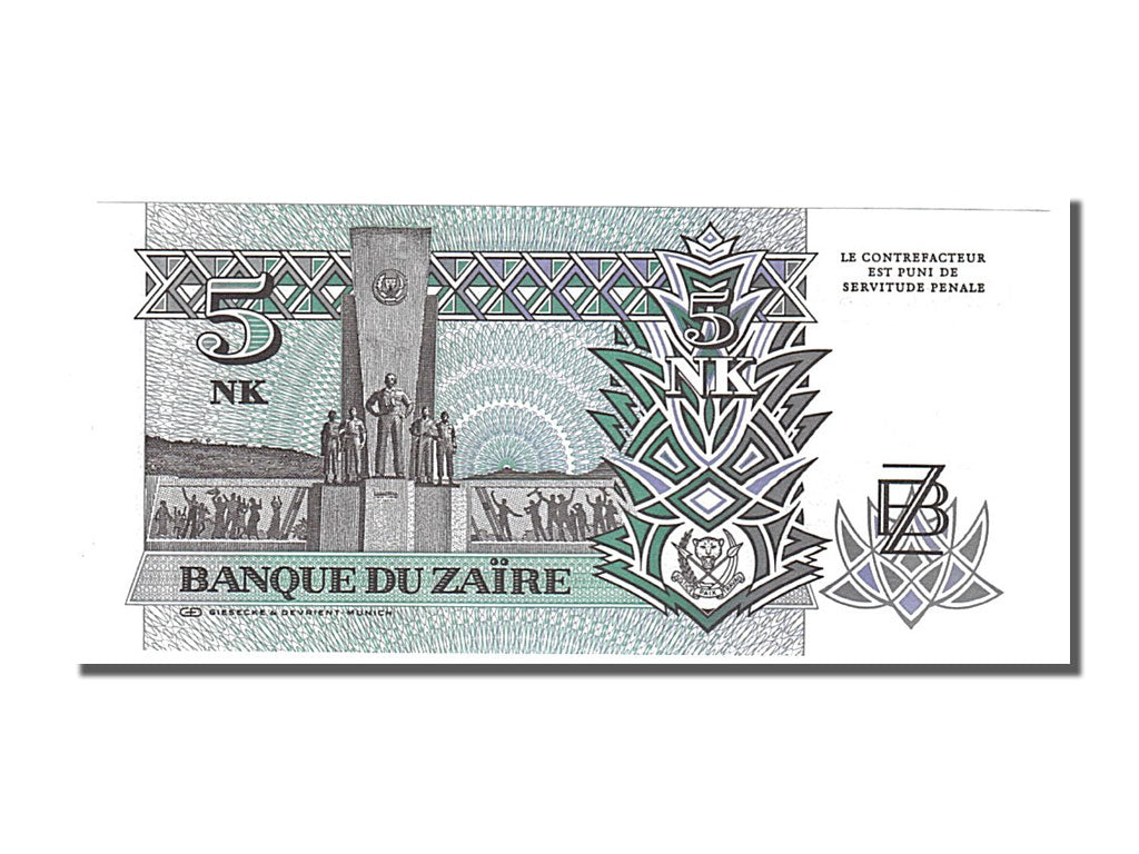 Banknote, Zaire, 5 Nouveaux Makuta, 1993, 1993-06-24, UNC(65-70)