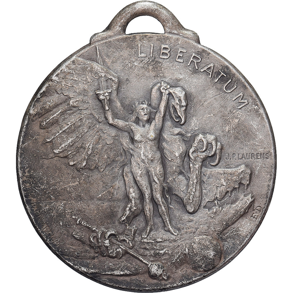Francja, medal, Art Nouveau, Liberatum, 1919, Brąz posrebrzany, Laurens