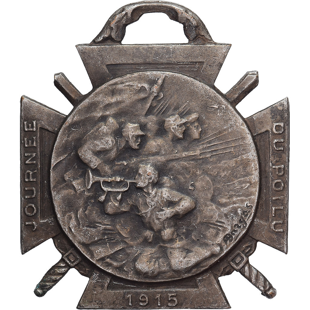 France, Journée du poilu, WAR, Medal, 1915, Excellent Quality, Bargas, Silvered