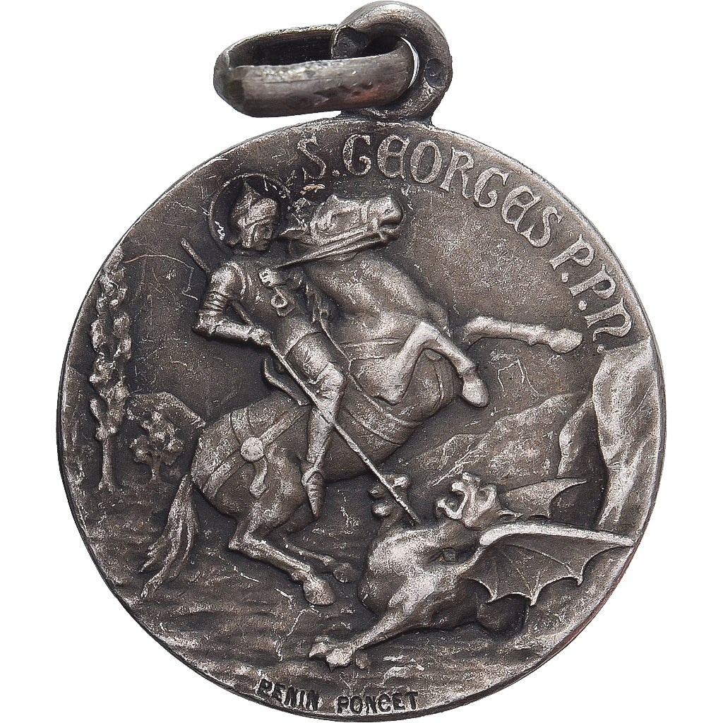Frankrijk, Medaille, Saint Georges Terrassant le Dragon, Zilver, Penin, ZF+