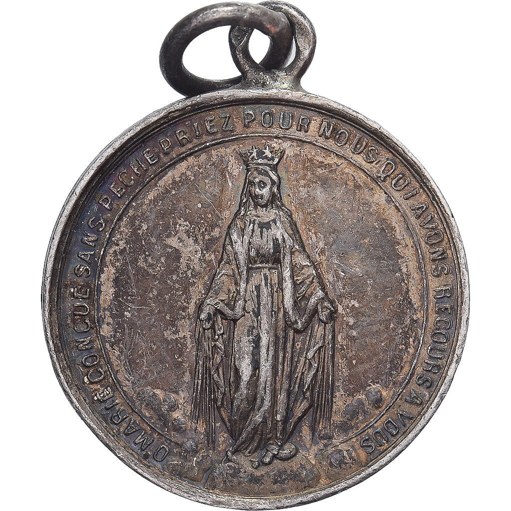 Francia, medalla, Religion, Marie Conçue sans Péché, Bronce plateado, MBC+