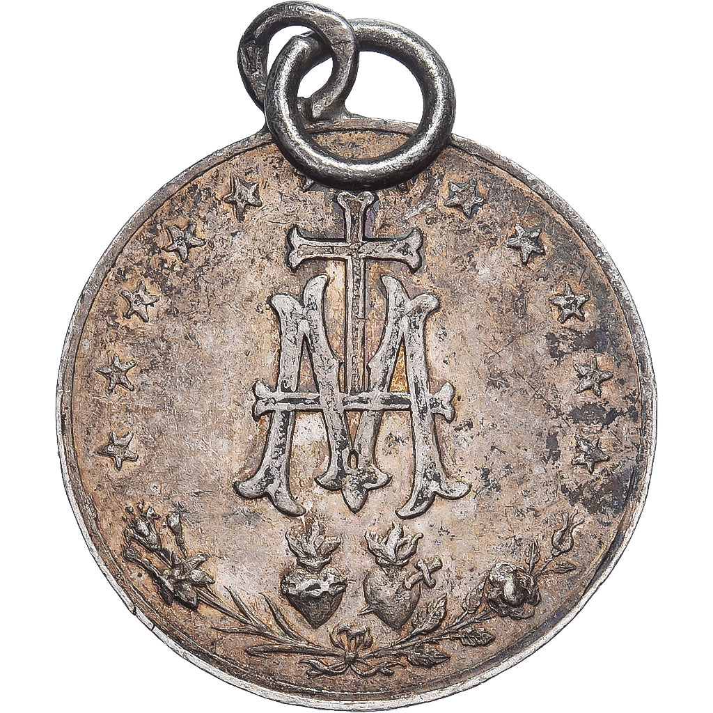 Francia, medalla, Religion, Marie Conçue sans Péché, Bronce plateado, MBC+