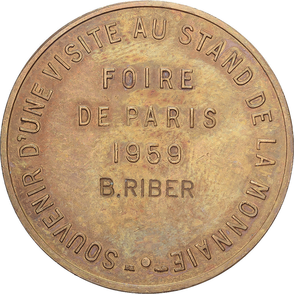 Francia, medalla, Foire de Paris, Visite au stand de la Monnaie, 1959, Bronce
