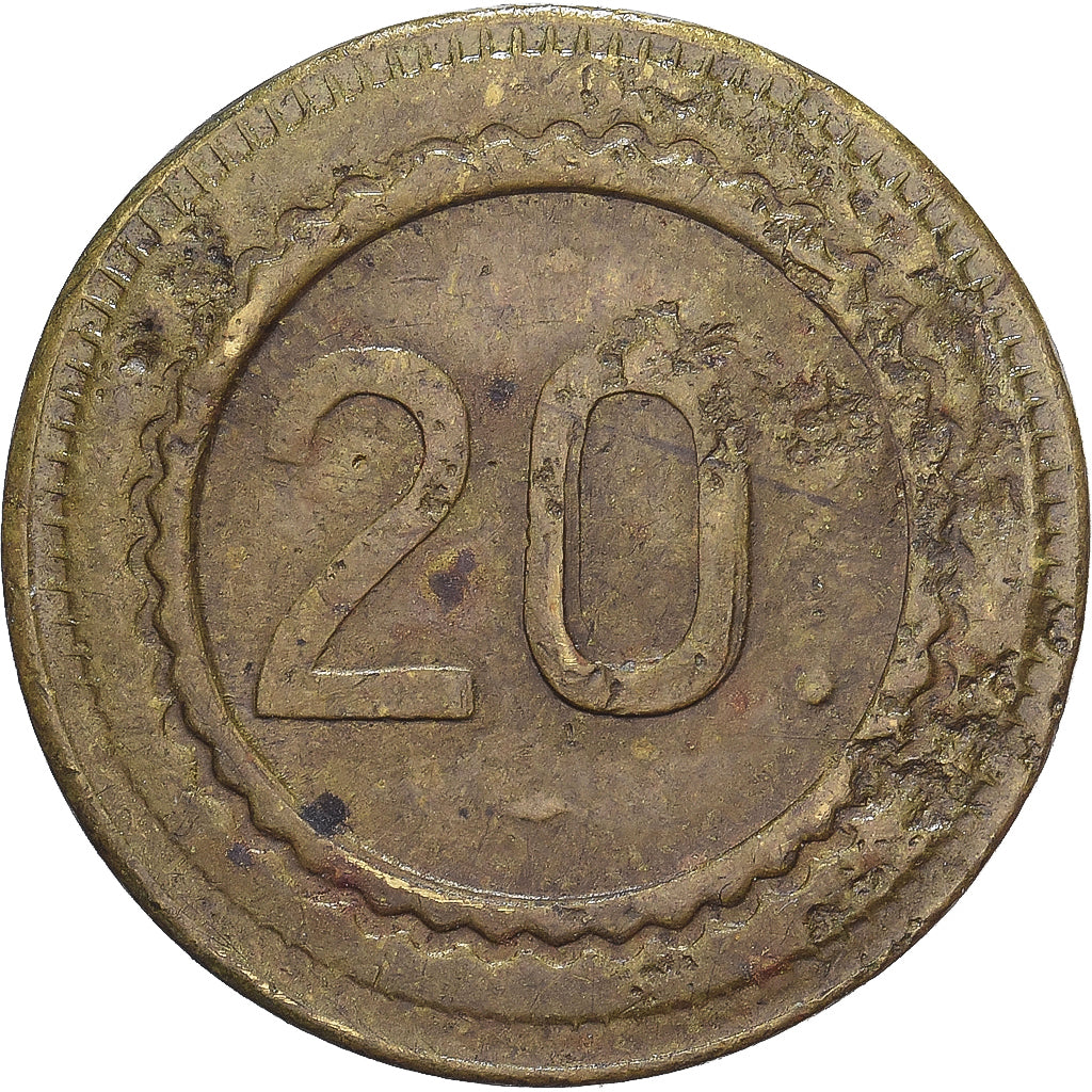 Francja, 20 Centimes, Mosiądz, Eagle, AU(50-53)