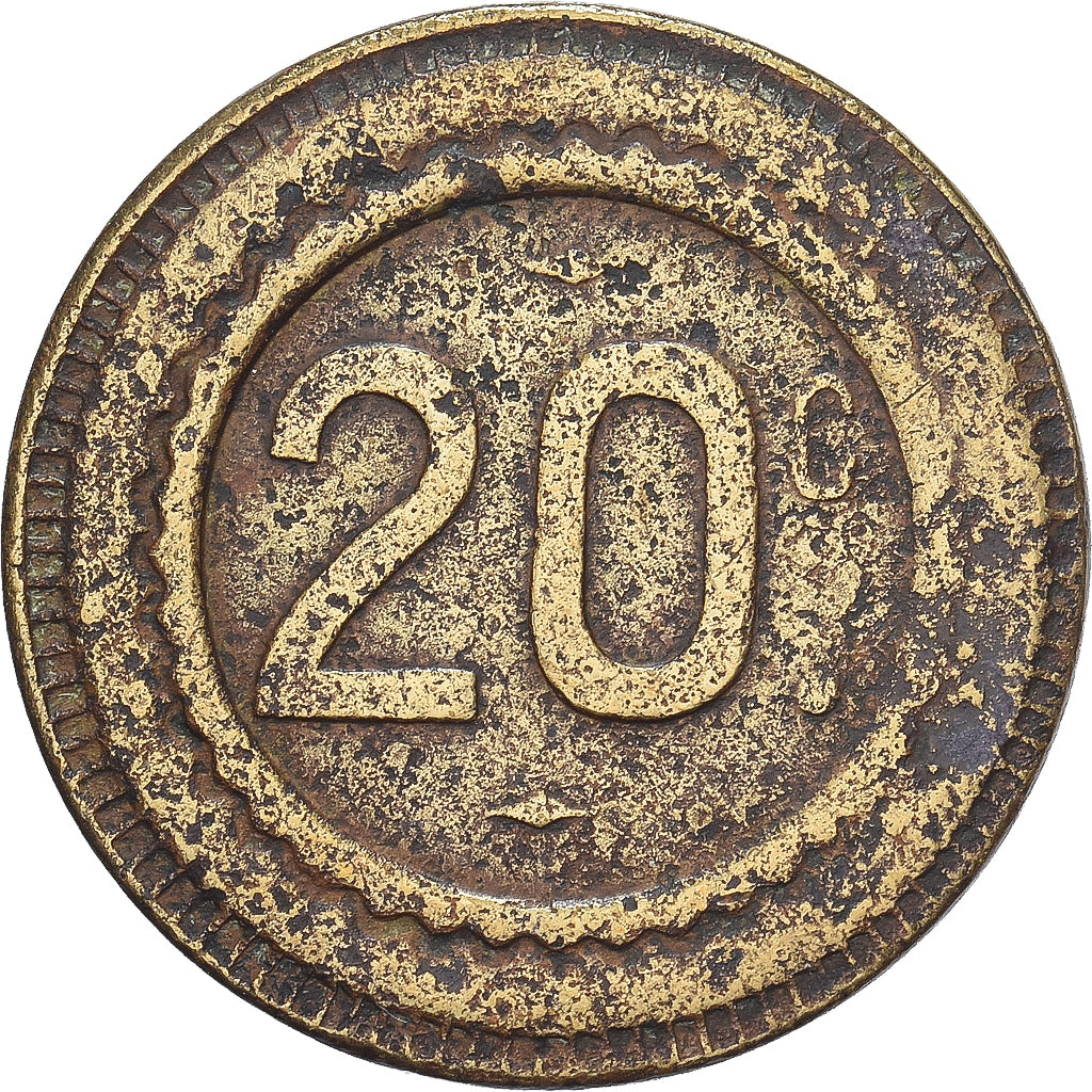 Francja, 20 Centimes, Mosiądz, Eléphant, AU(50-53)
