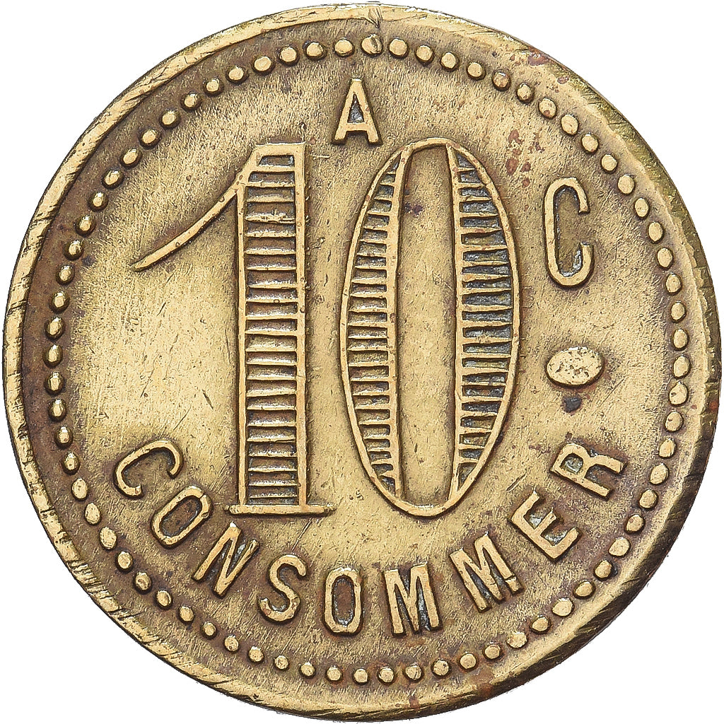 Francja, 10 Centimes, Mosiądz, EA, AU(50-53)