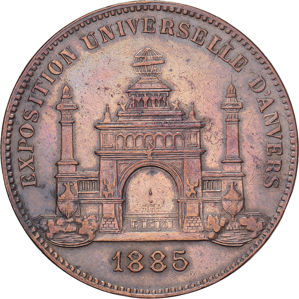 Belgien, betaalpenning, Exposition Universelle d'Anvers, 1885, Kupfer, Wiener
