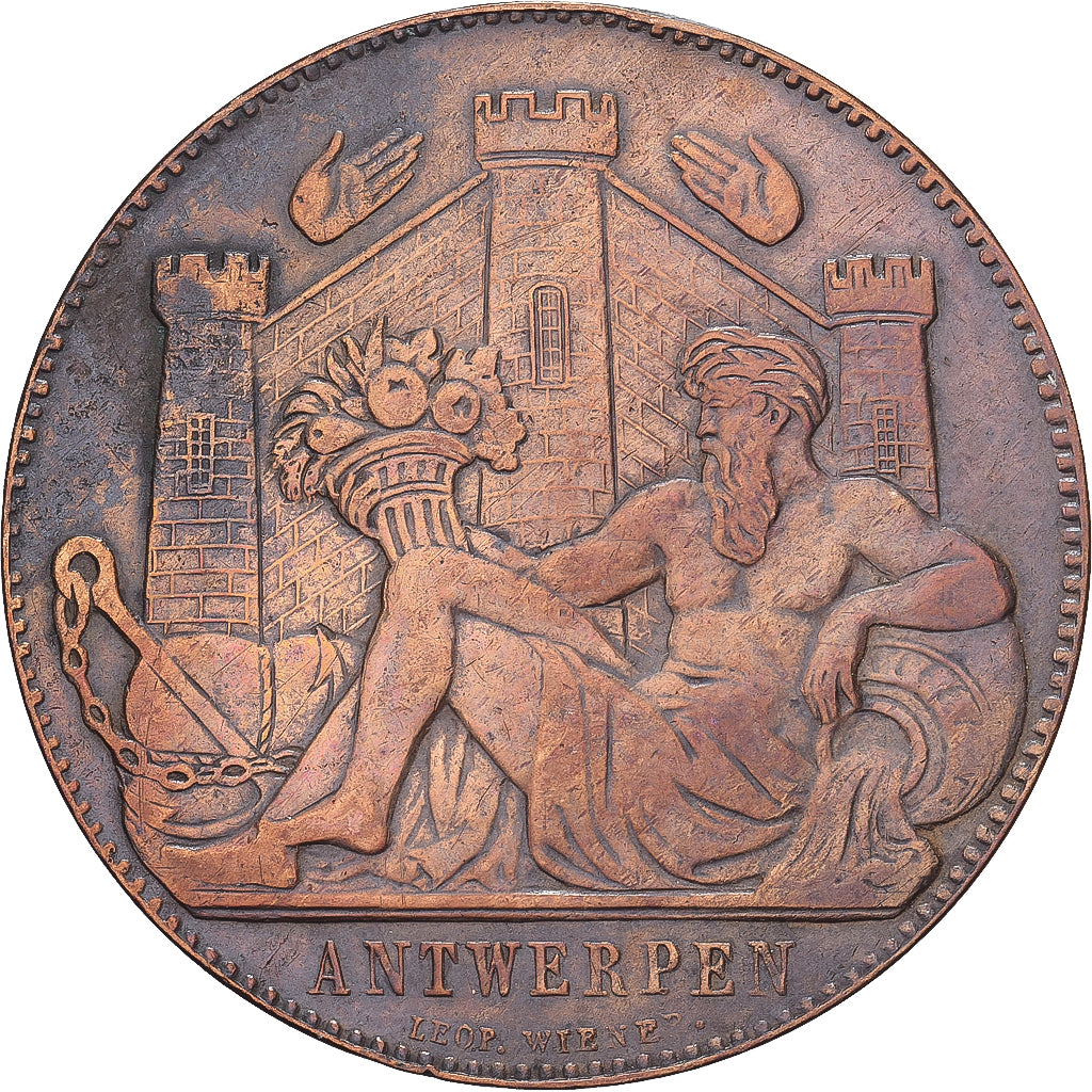 Belgien, betaalpenning, Exposition Universelle d'Anvers, 1885, Kupfer, Wiener