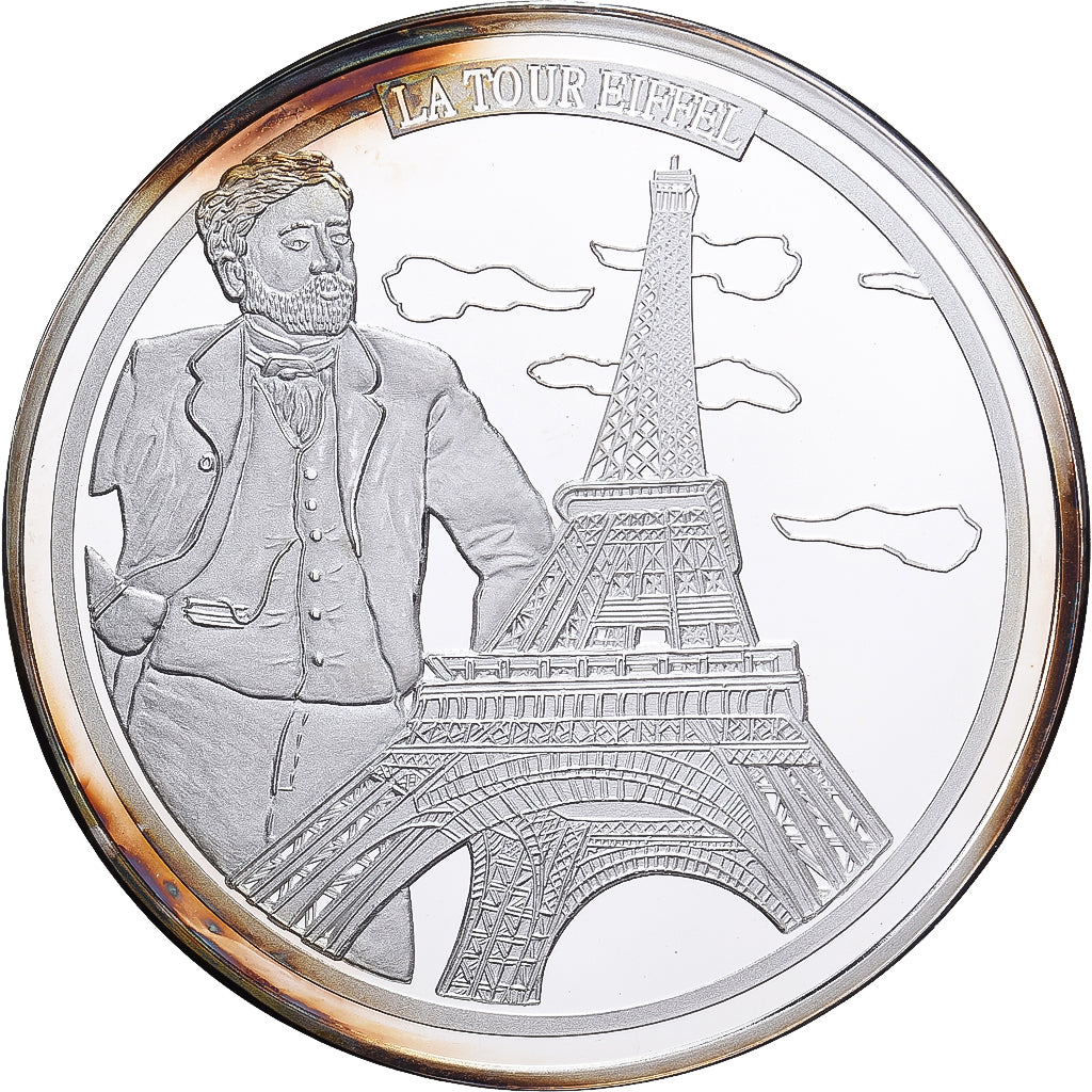 Francja, medal, Monuments de Paris, La Tour Eiffel, Srebro platerowane miedzią