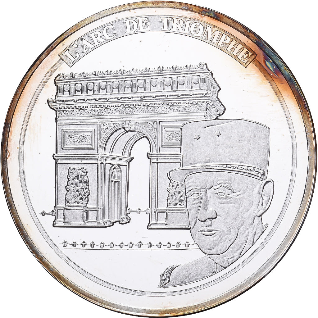 Francja, medal, Monuments de Paris, L'Arc de Triomphe, Srebro platerowane