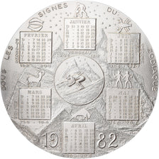 France, Medal, Calendrier, Nouvelle Année, 1982, Silver, Fourbé, La Montagne