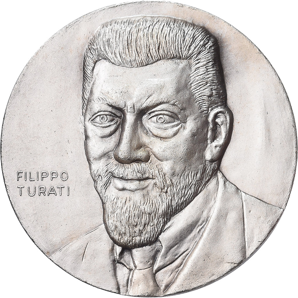 Italy, Medal, Partito Socialista, Filippo Turati, Silvered bronze, MS(63)