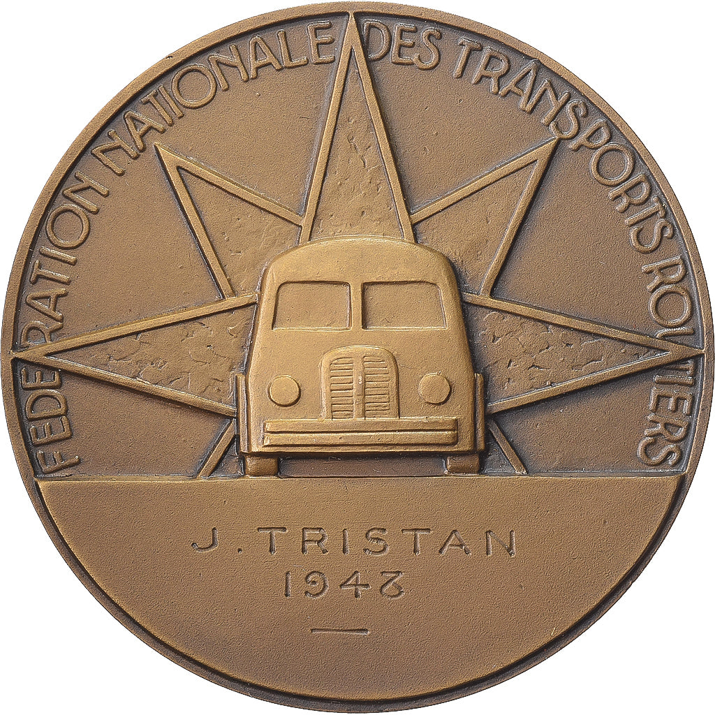 France, Medal, Fédération Nationale des Transports Routiers, 1948, Bronze